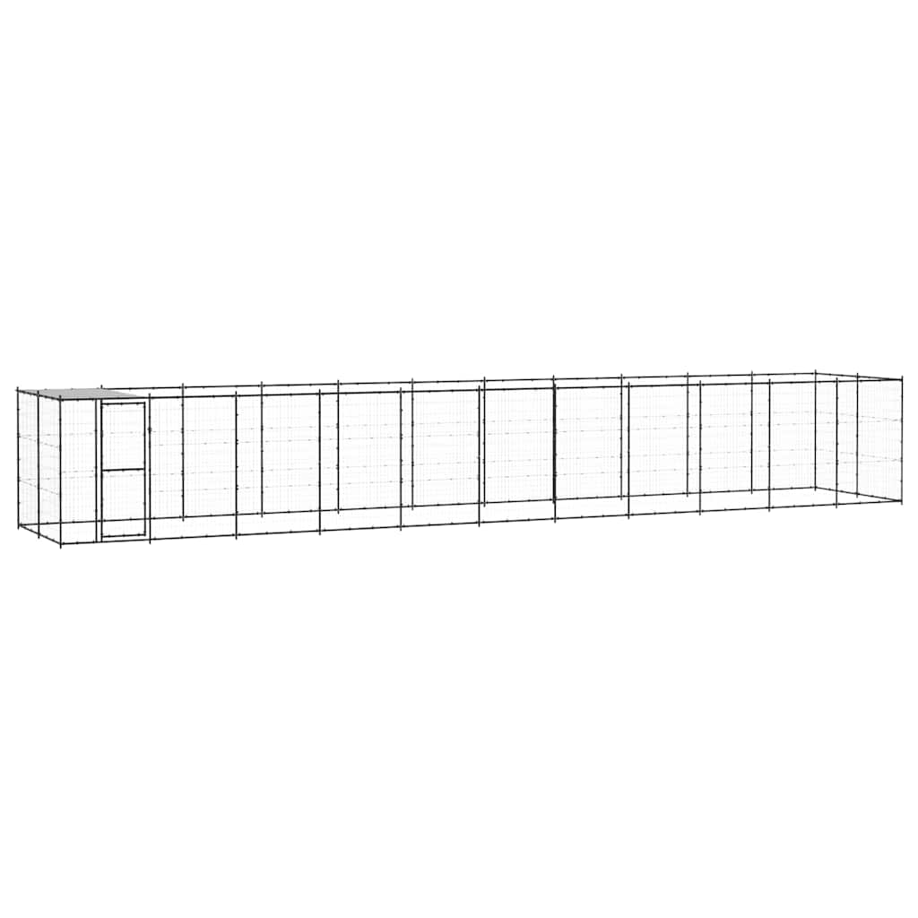 vidaXL Kojec dla psa, z zadaszeniem, stalowy, 26,62 m²
