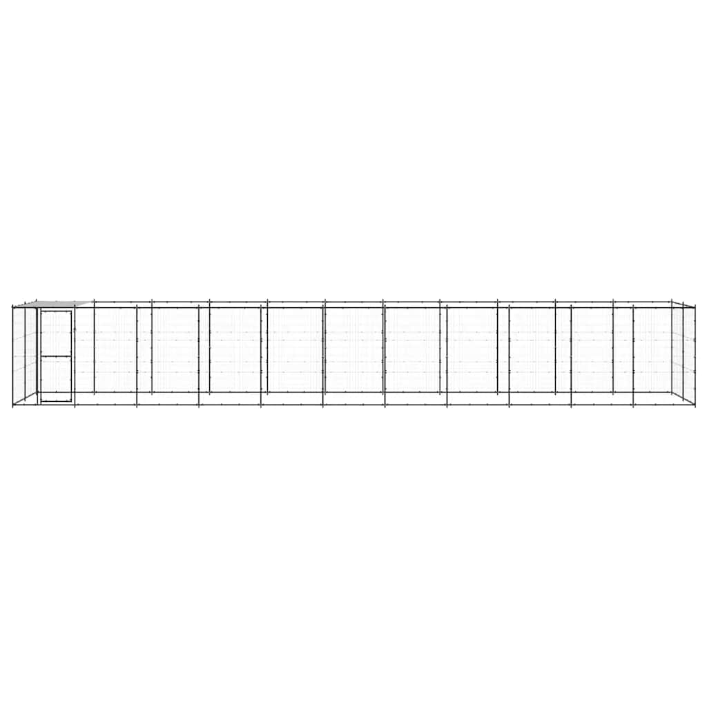 vidaXL Kojec dla psa, z zadaszeniem, stalowy, 26,62 m²