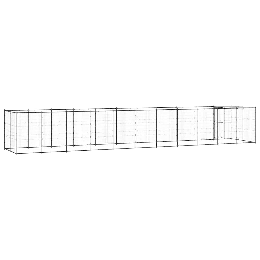 vidaXL Kojec dla psa, z zadaszeniem, stalowy, 26,62 m²