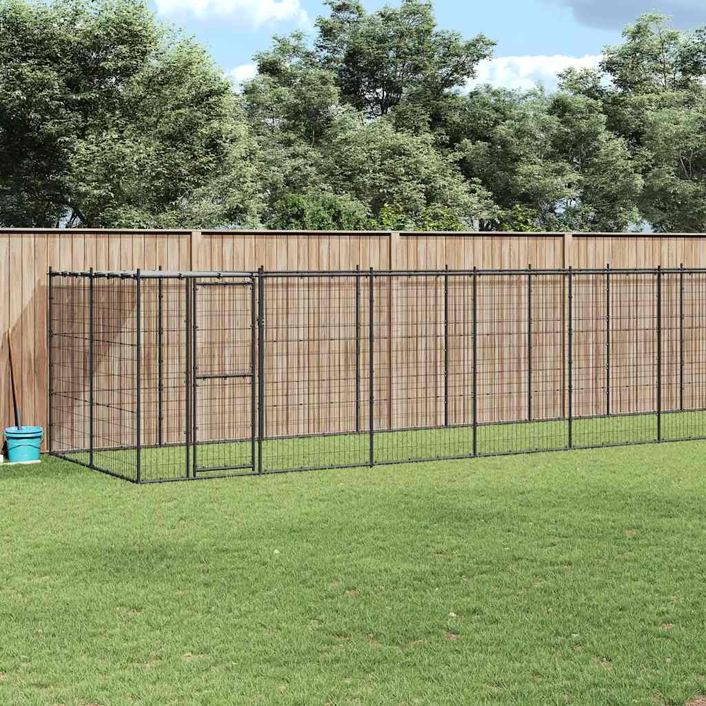 vidaXL Kojec dla psa, z zadaszeniem, stalowy, 26,62 m²