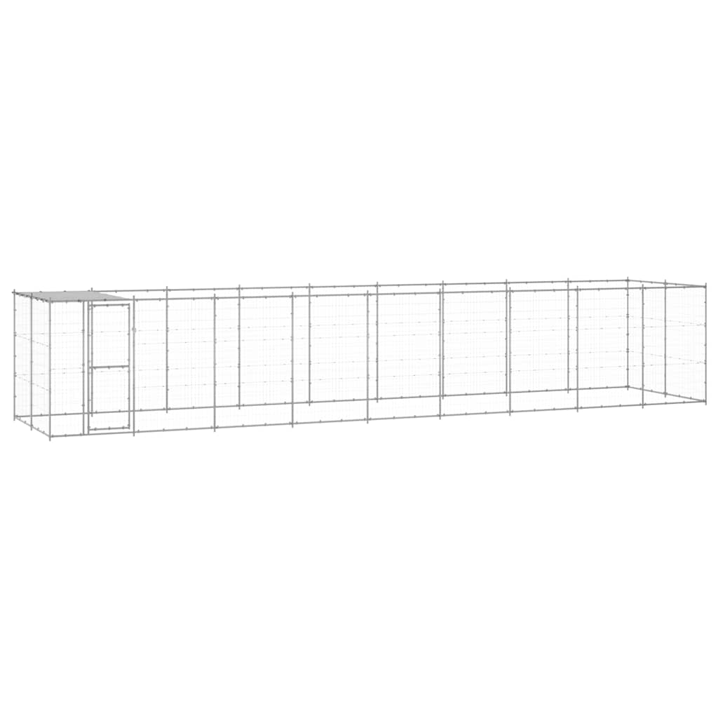 vidaXL Kojec dla psa, z zadaszeniem, stal galwanizowana, 21,78 m²