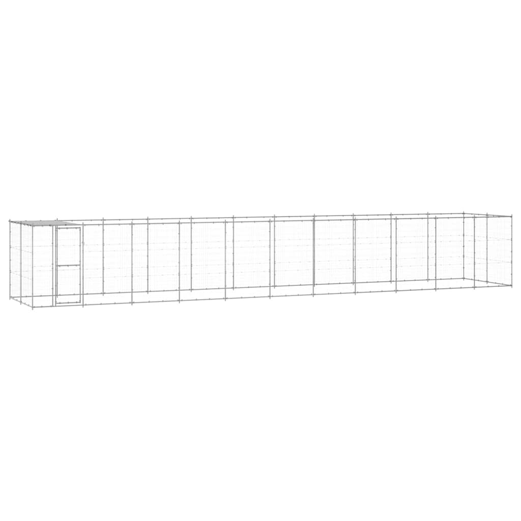 vidaXL Kojec dla psa, z zadaszeniem, stal galwanizowana, 26,62 m²