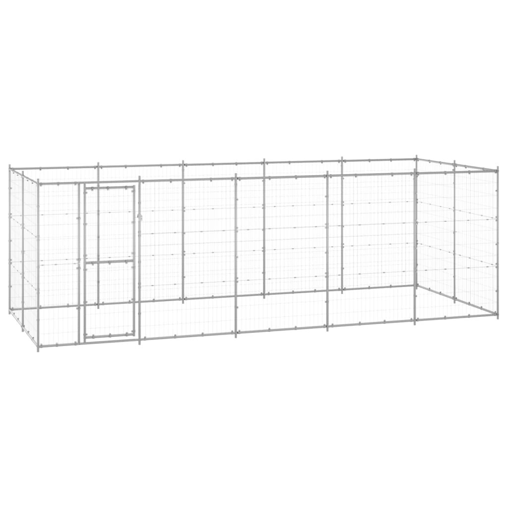 vidaXL Kojec zewnętrzny dla psa, stal galwanizowana, 12,1 m²