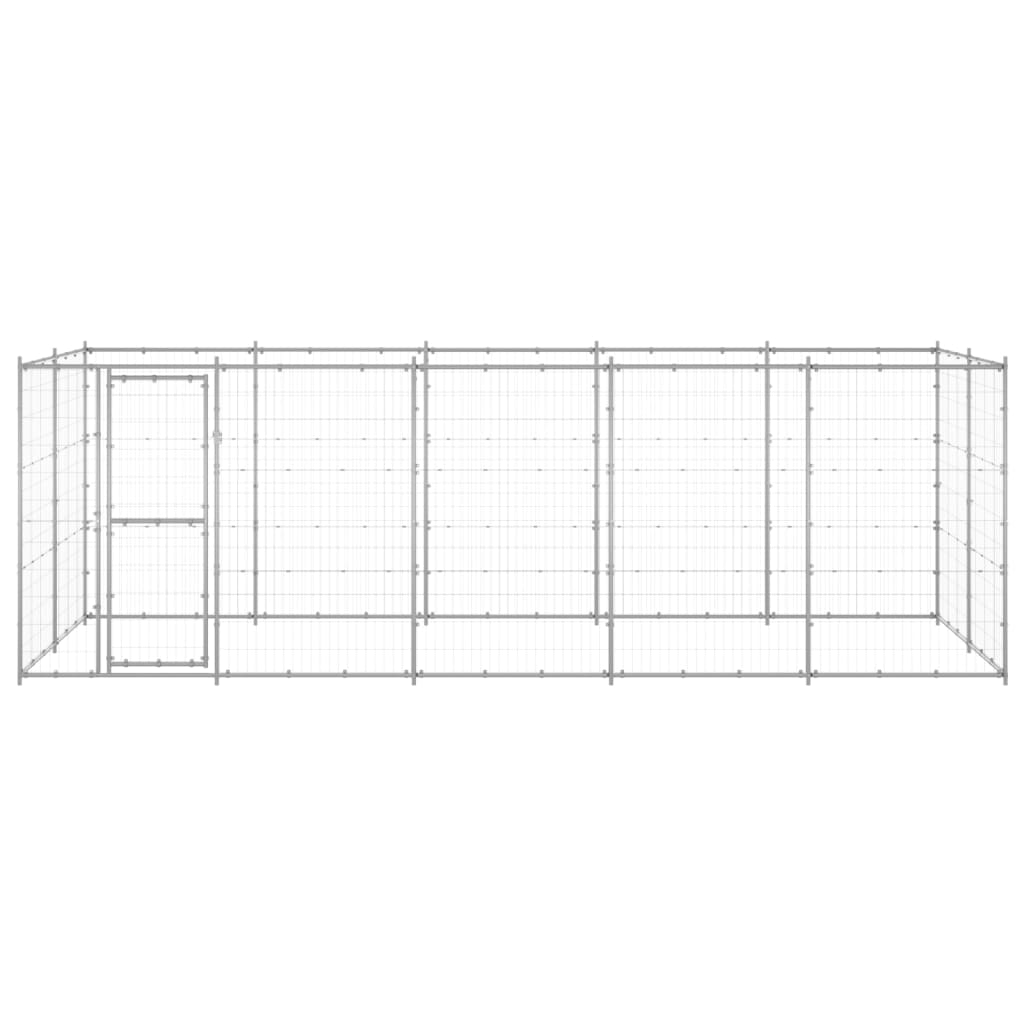 vidaXL Kojec zewnętrzny dla psa, stal galwanizowana, 12,1 m²