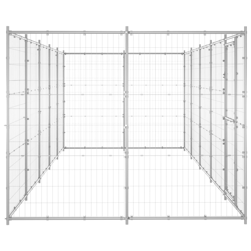 vidaXL Kojec zewnętrzny dla psa, stal galwanizowana, 12,1 m²