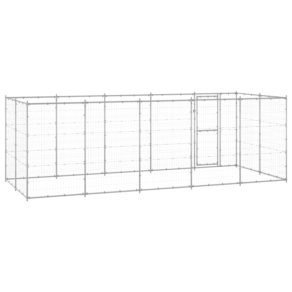 vidaXL Kojec zewnętrzny dla psa, stal galwanizowana, 12,1 m²