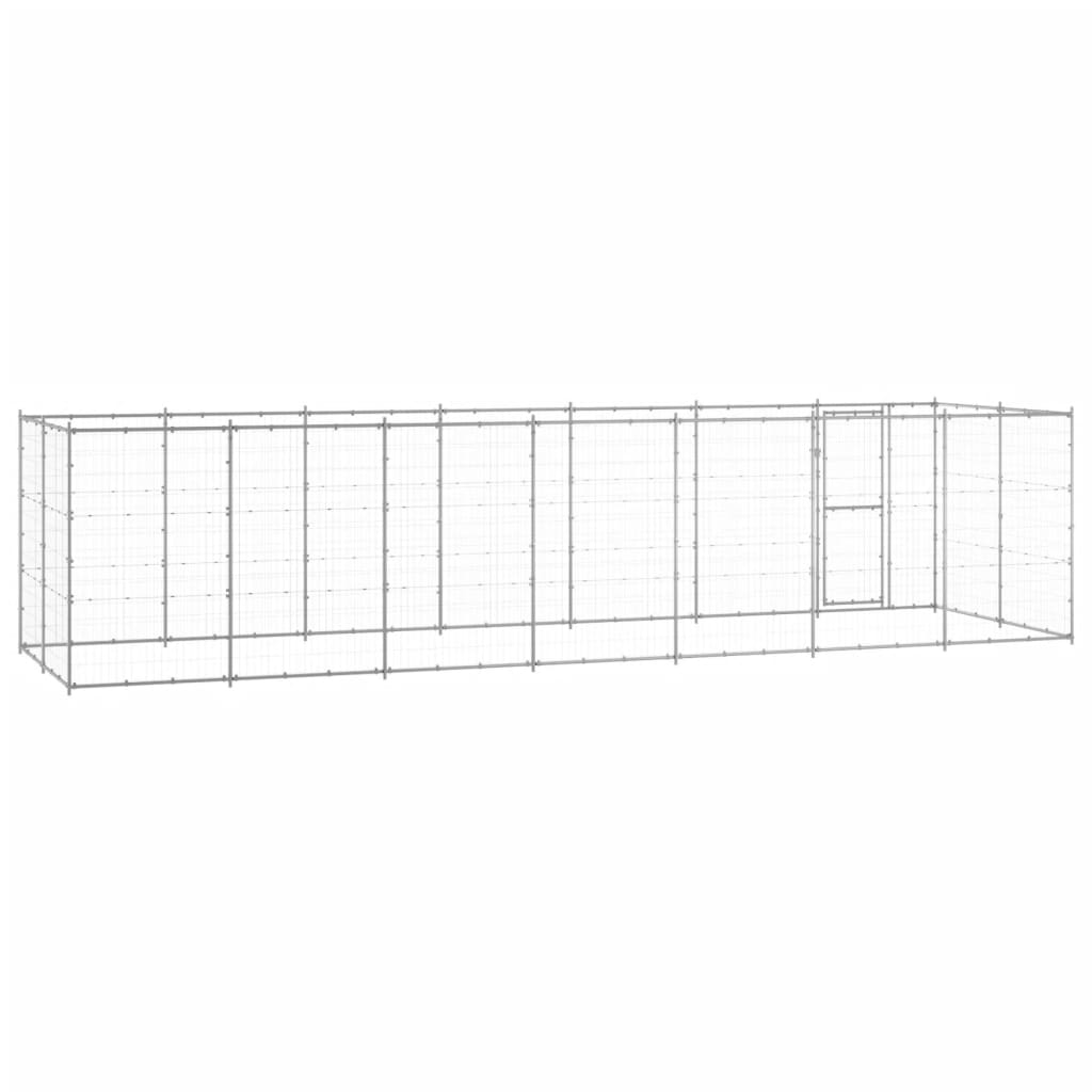 vidaXL Kojec zewnętrzny dla psa, stal galwanizowana, 16,94 m²