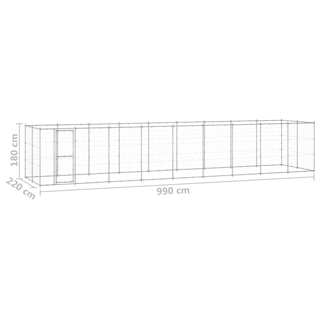 vidaXL Kojec zewnętrzny dla psa, stal galwanizowana, 21,78 m²