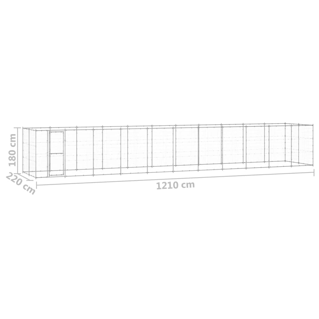 vidaXL Kojec zewnętrzny dla psa, stal galwanizowana, 26,62 m²