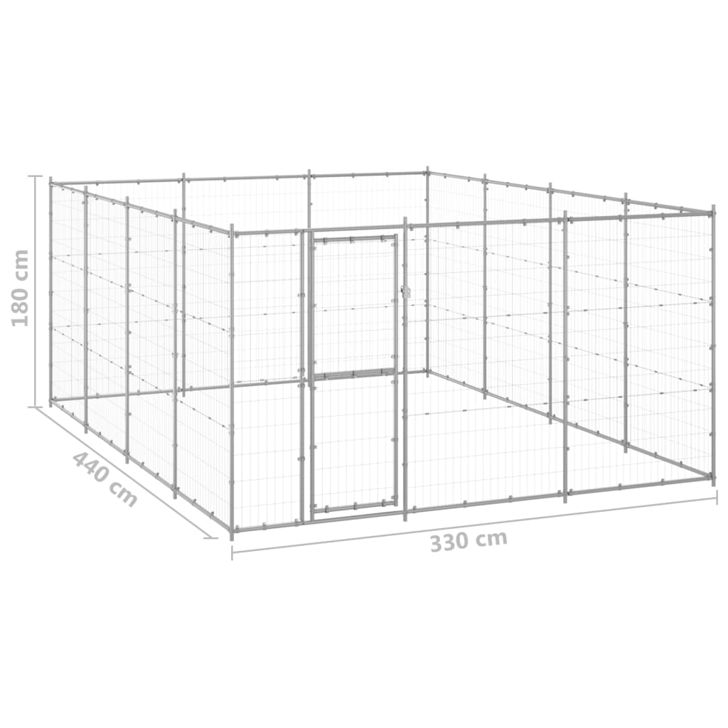vidaXL Kojec zewnętrzny dla psa, stal galwanizowana, 14,52 m²