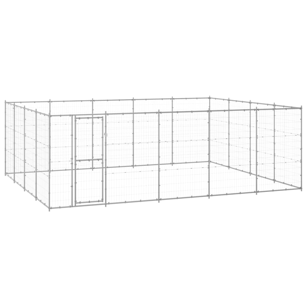 vidaXL Kojec zewnętrzny dla psa, stal galwanizowana, 24,2 m²