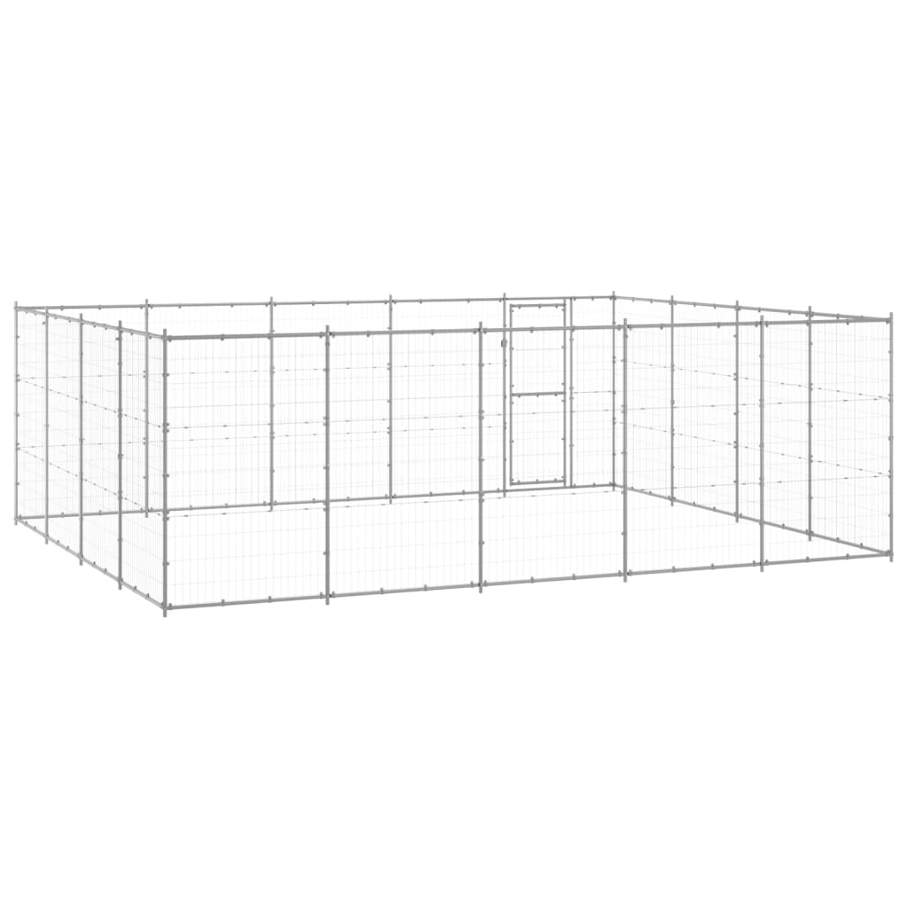vidaXL Kojec zewnętrzny dla psa, stal galwanizowana, 24,2 m²