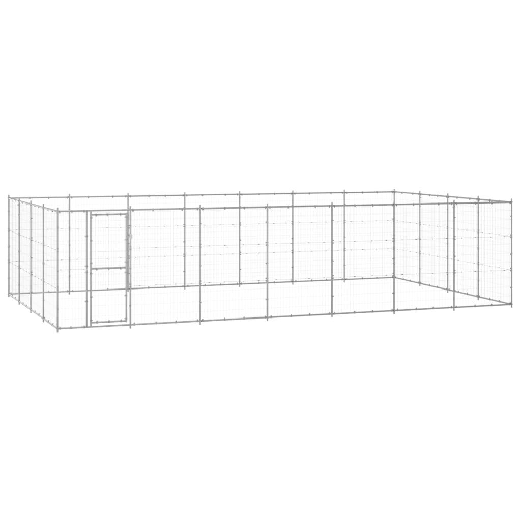 vidaXL Kojec zewnętrzny dla psa, stal galwanizowana, 33,88 m²