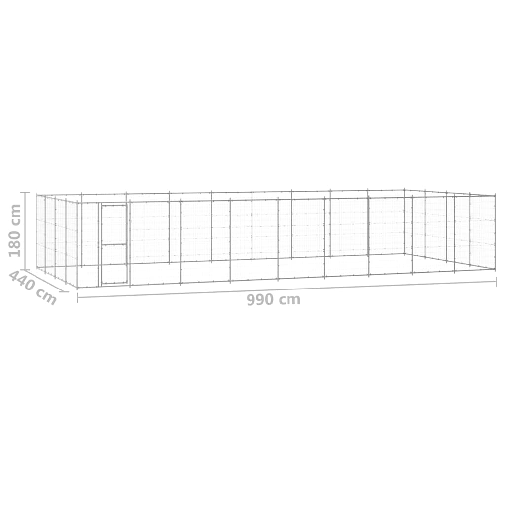 vidaXL Kojec zewnętrzny dla psa, stal galwanizowana, 43,56 m²