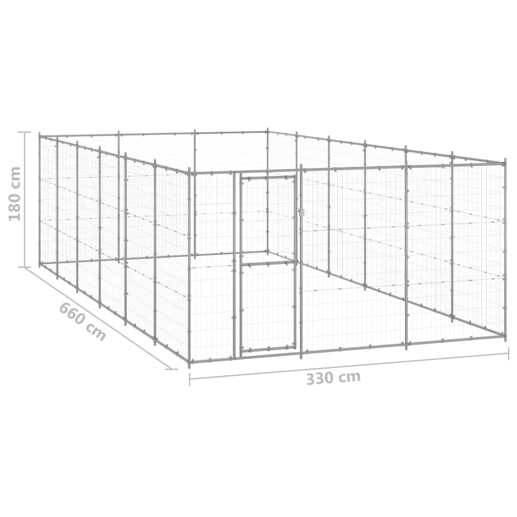 vidaXL Kojec zewnętrzny dla psa, stal galwanizowana, 21,78 m²
