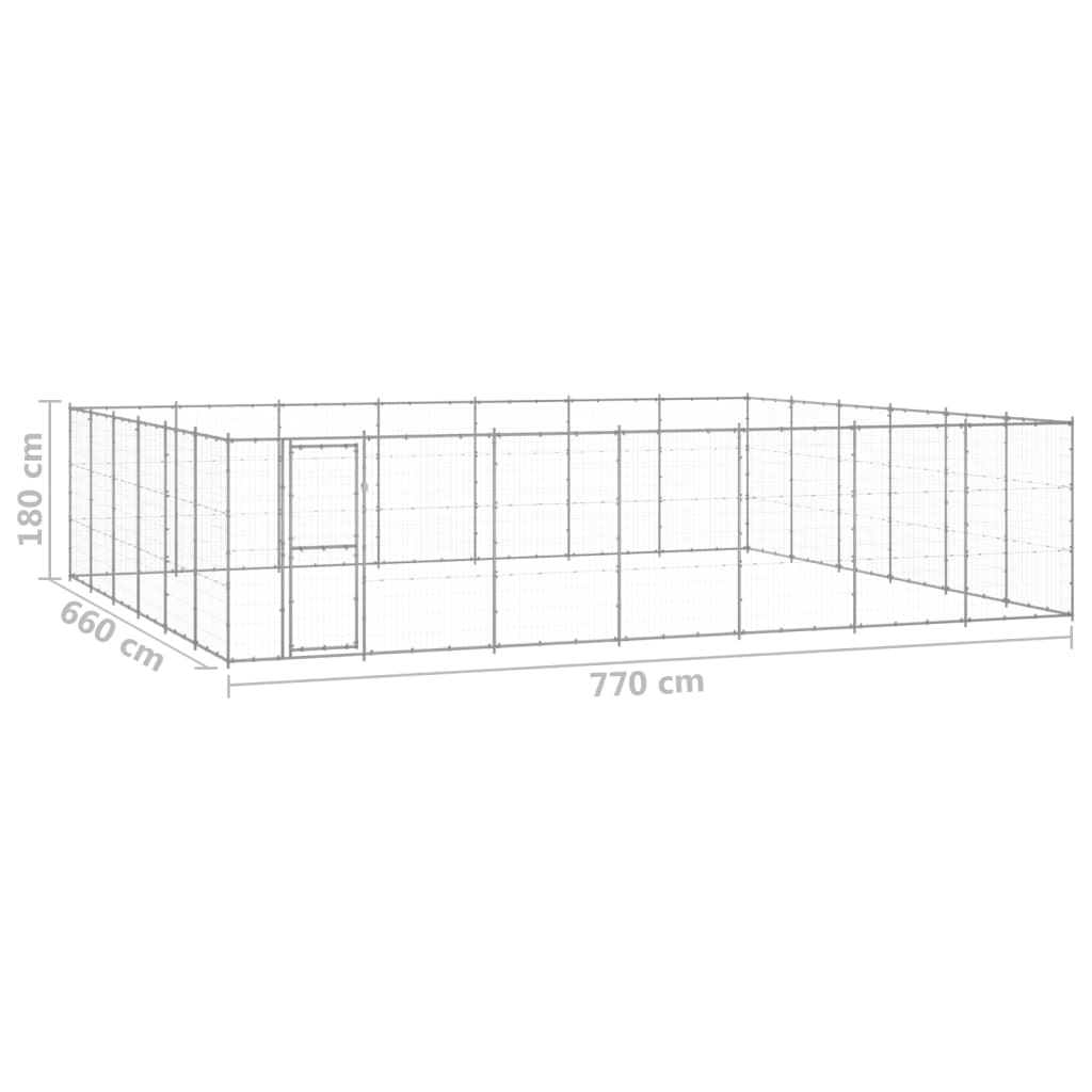 vidaXL Kojec zewnętrzny dla psa, stal galwanizowana, 50,82 m²