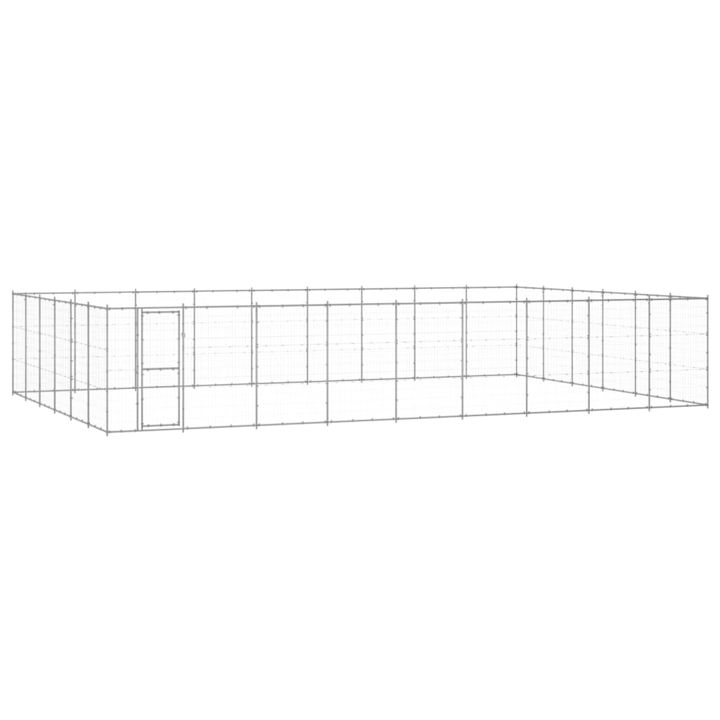 vidaXL Kojec zewnętrzny dla psa, stal galwanizowana, 65,34 m²
