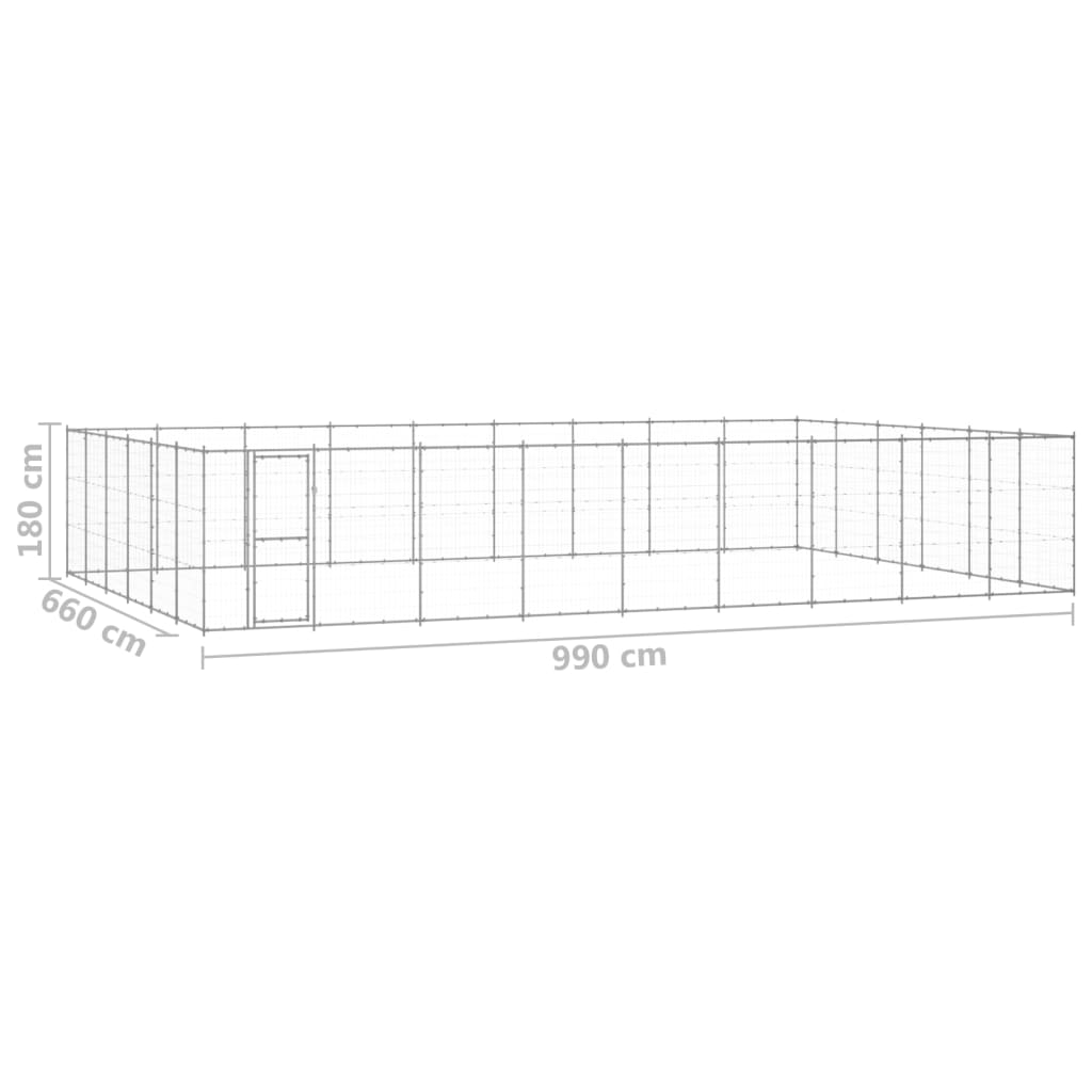 vidaXL Kojec zewnętrzny dla psa, stal galwanizowana, 65,34 m²