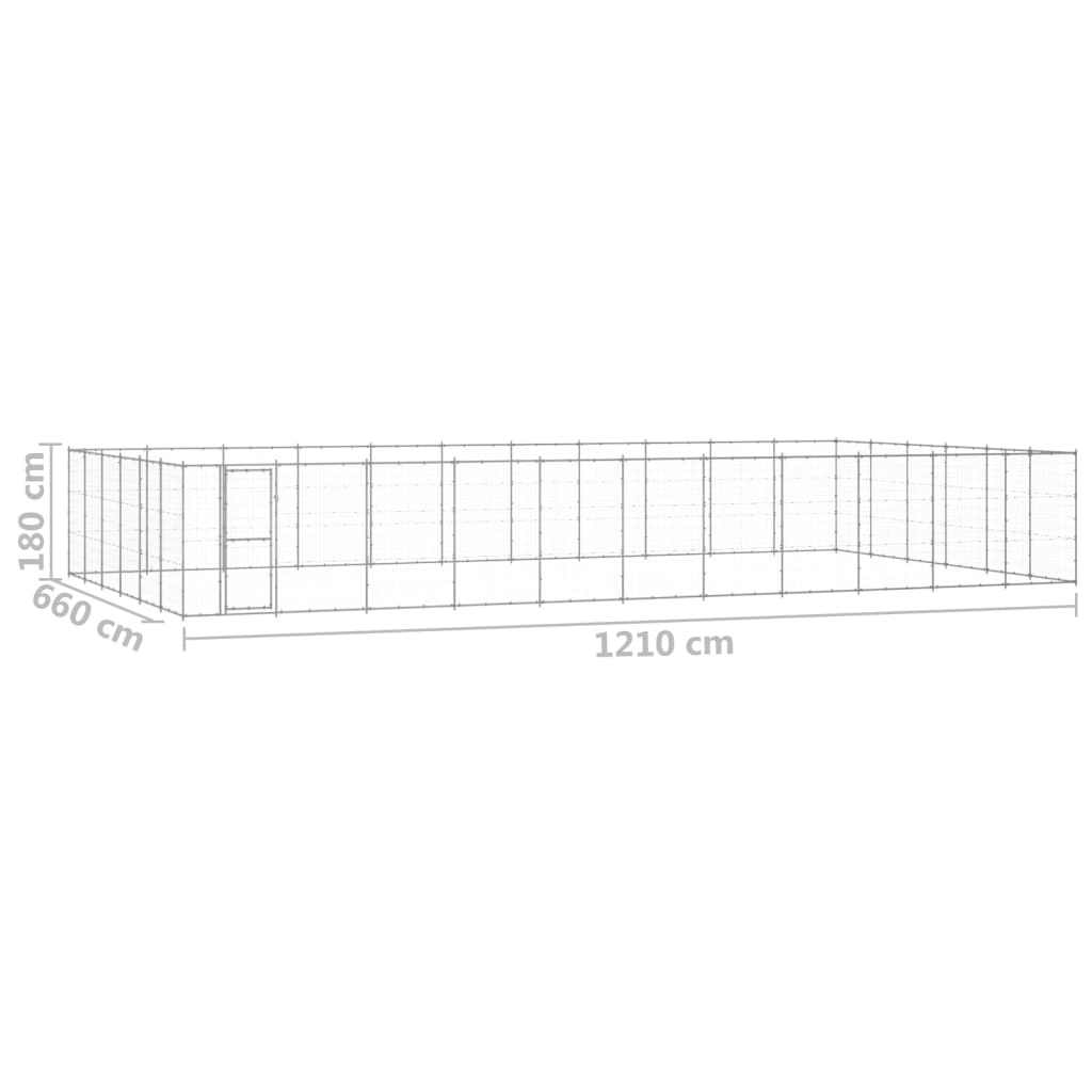 vidaXL Kojec zewnętrzny dla psa, stal galwanizowana, 79,86 m²