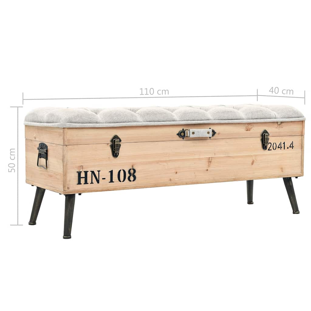 vidaXL Ławka ze schowkiem, 110 cm, lite drewno jodłowe