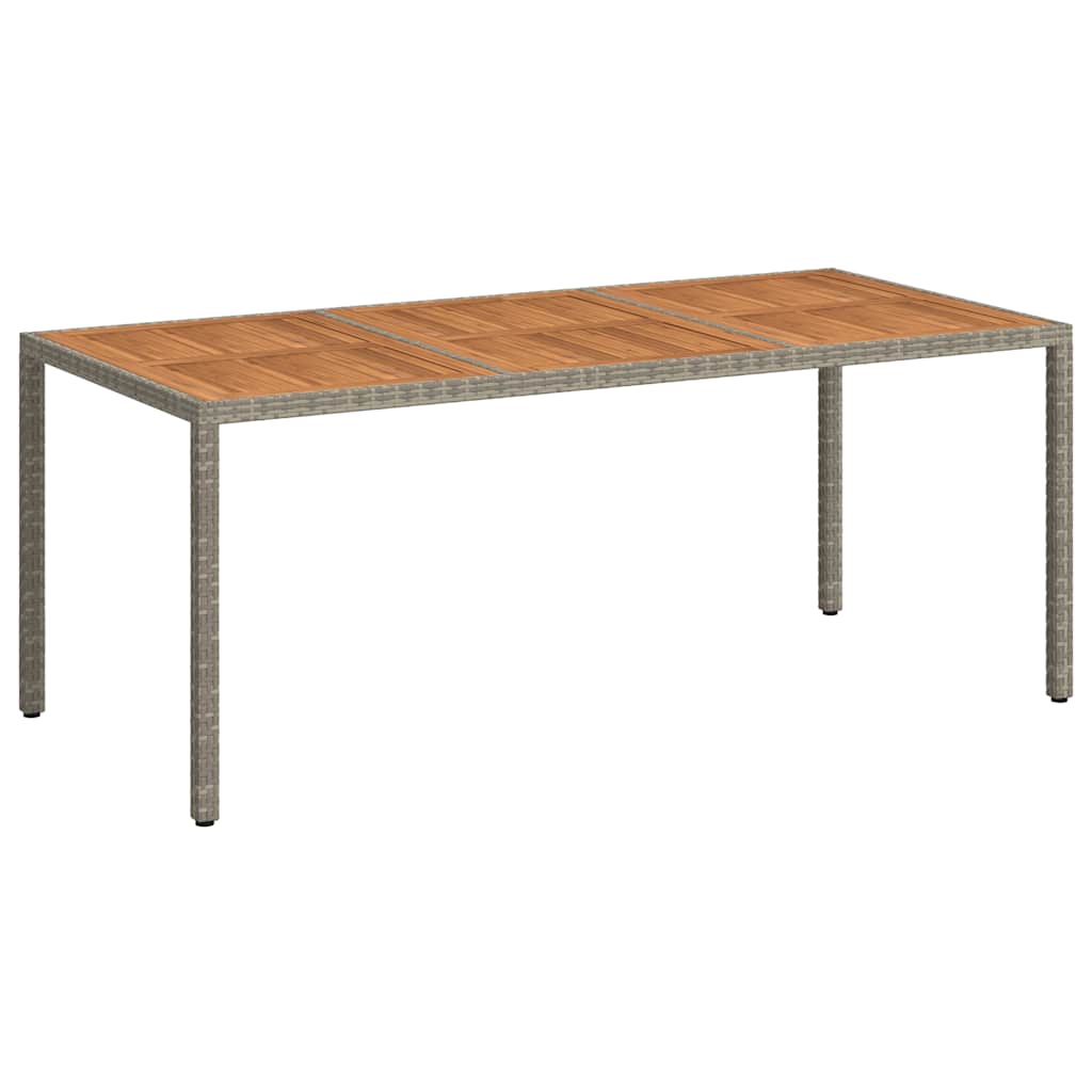 vidaXL Stół ogrodowy, 190x90x75 cm, rattan PE i drewno akacjowe, szary