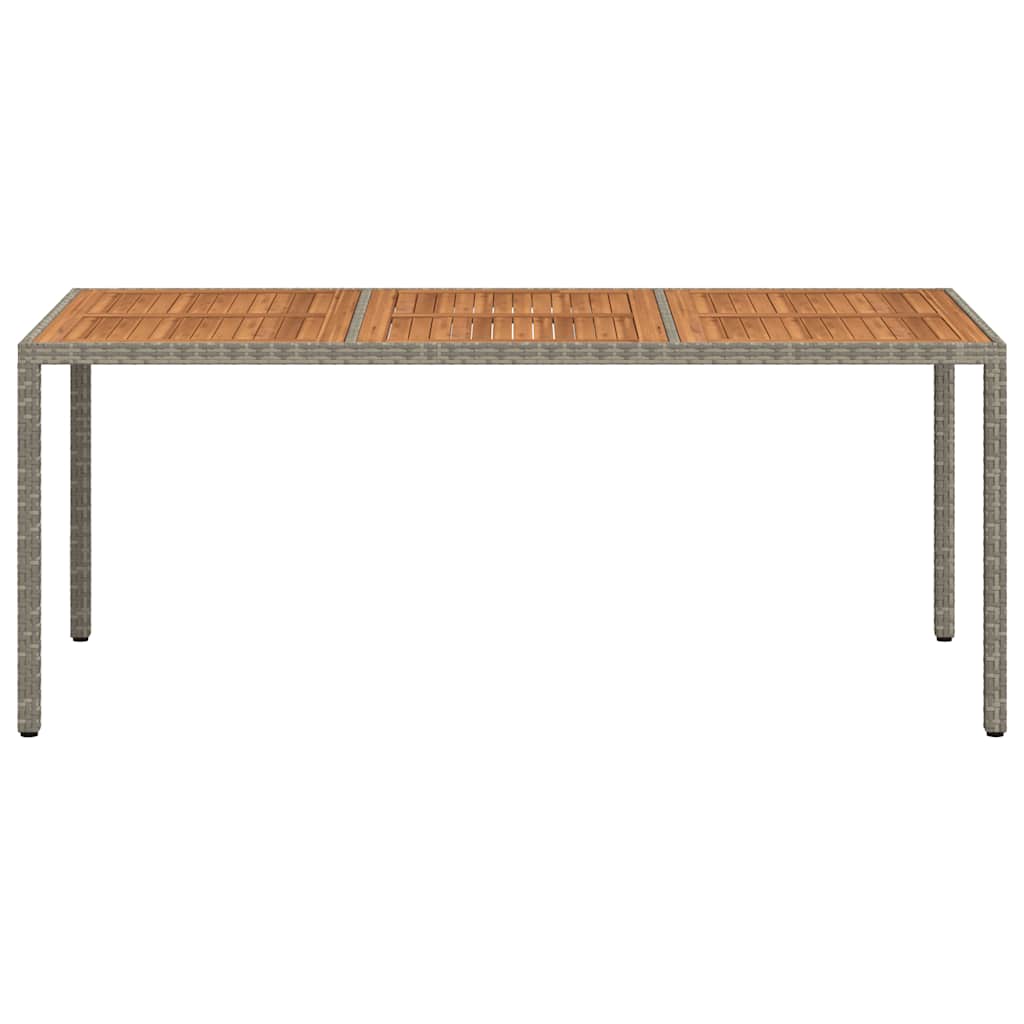 vidaXL Stół ogrodowy, 190x90x75 cm, rattan PE i drewno akacjowe, szary