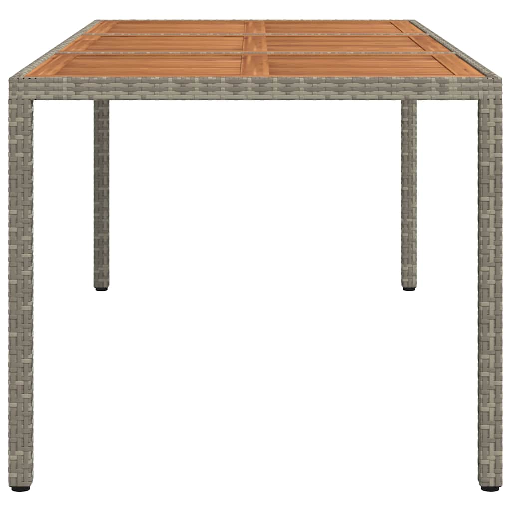 vidaXL Stół ogrodowy, 190x90x75 cm, rattan PE i drewno akacjowe, szary