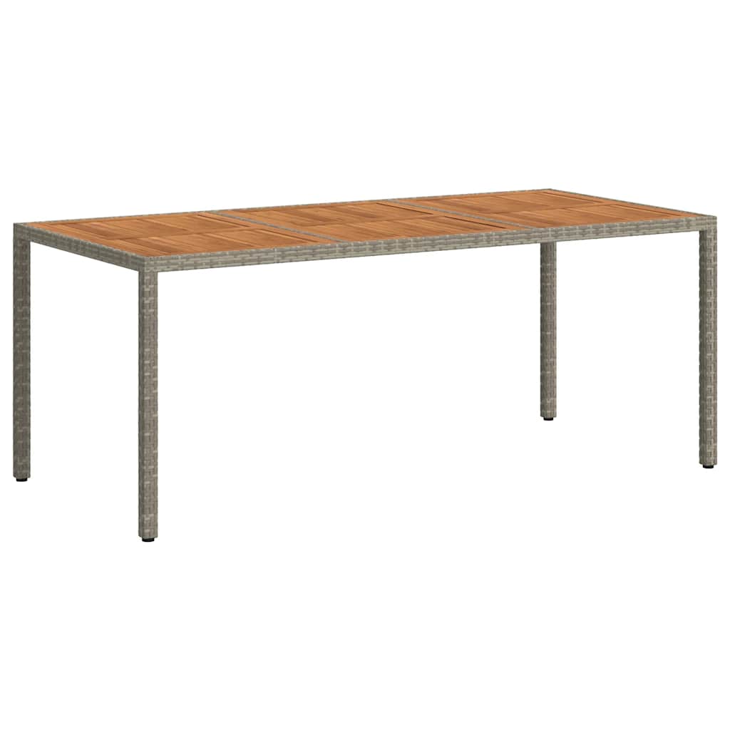 vidaXL Stół ogrodowy, 190x90x75 cm, rattan PE i drewno akacjowe, szary