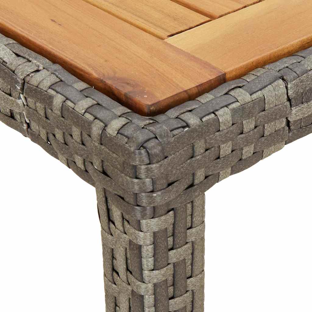 vidaXL Stół ogrodowy, 190x90x75 cm, rattan PE i drewno akacjowe, szary