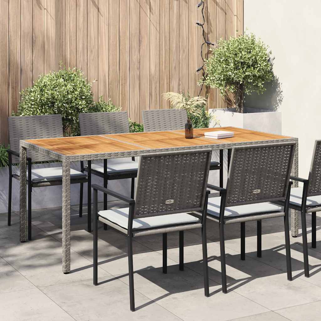vidaXL Stół ogrodowy, 190x90x75 cm, rattan PE i drewno akacjowe, szary