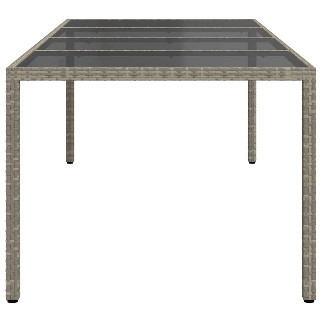 vidaXL Stół ogrodowy, szary, 250x100x75 cm, szkło i rattan PE