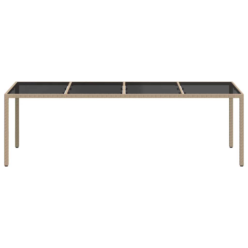 vidaXL Stół ogrodowy, beżowy, 250x100x75 cm, szkło i rattan PE