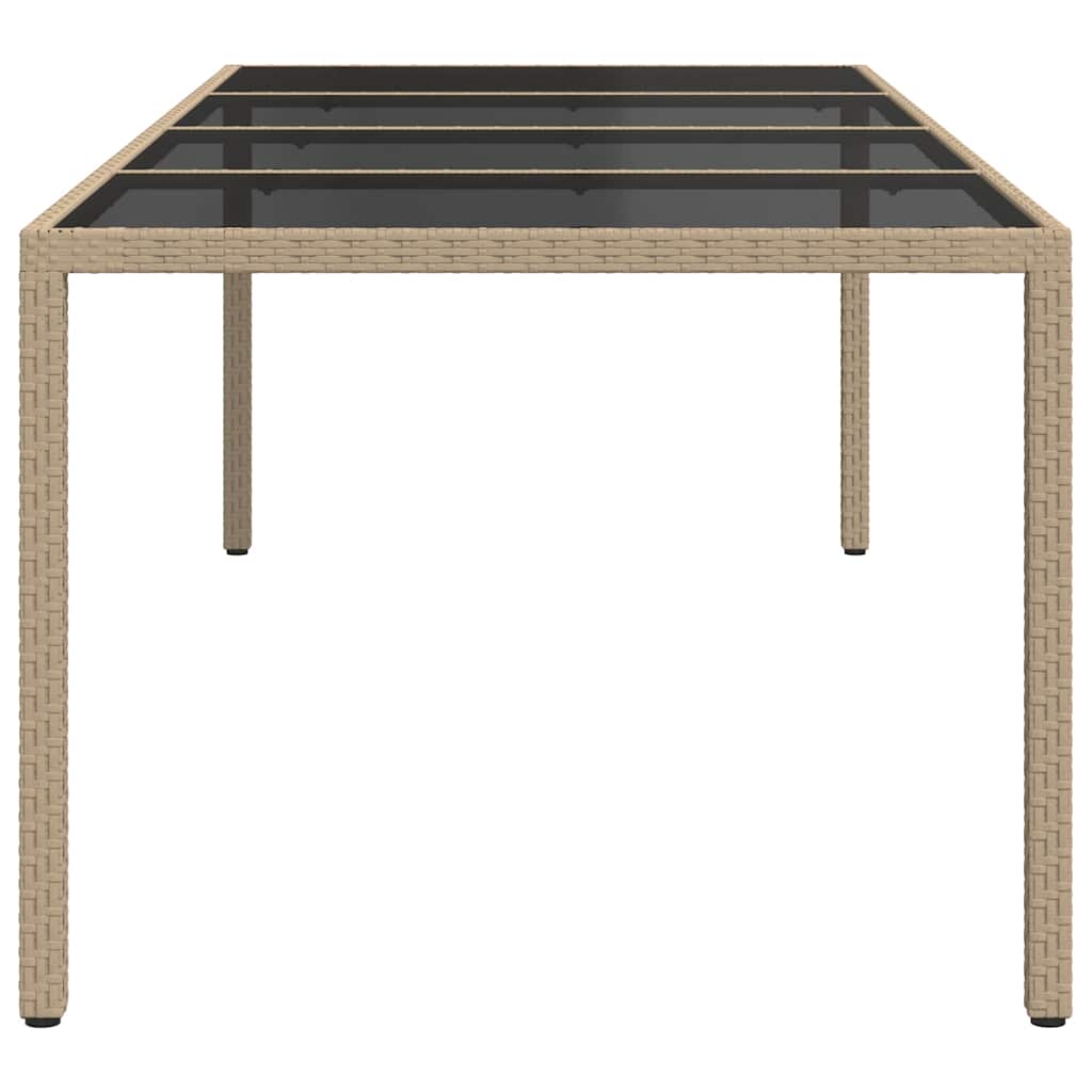 vidaXL Stół ogrodowy, beżowy, 250x100x75 cm, szkło i rattan PE
