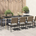 vidaXL Stół ogrodowy, beżowy, 250x100x75 cm, szkło i rattan PE