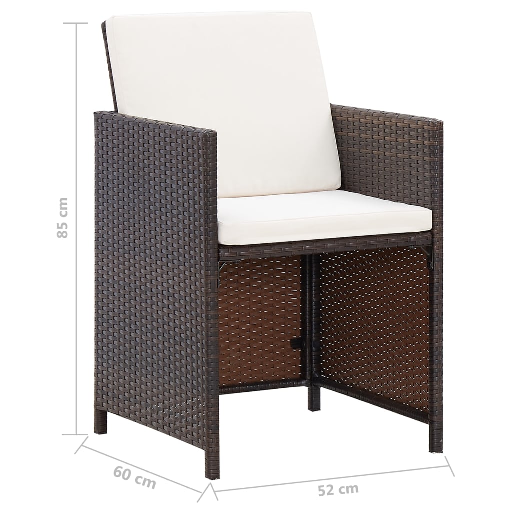 vidaXL 4-cz. zestaw krzeseł i stołków ogrodowych, rattan PE, brązowy