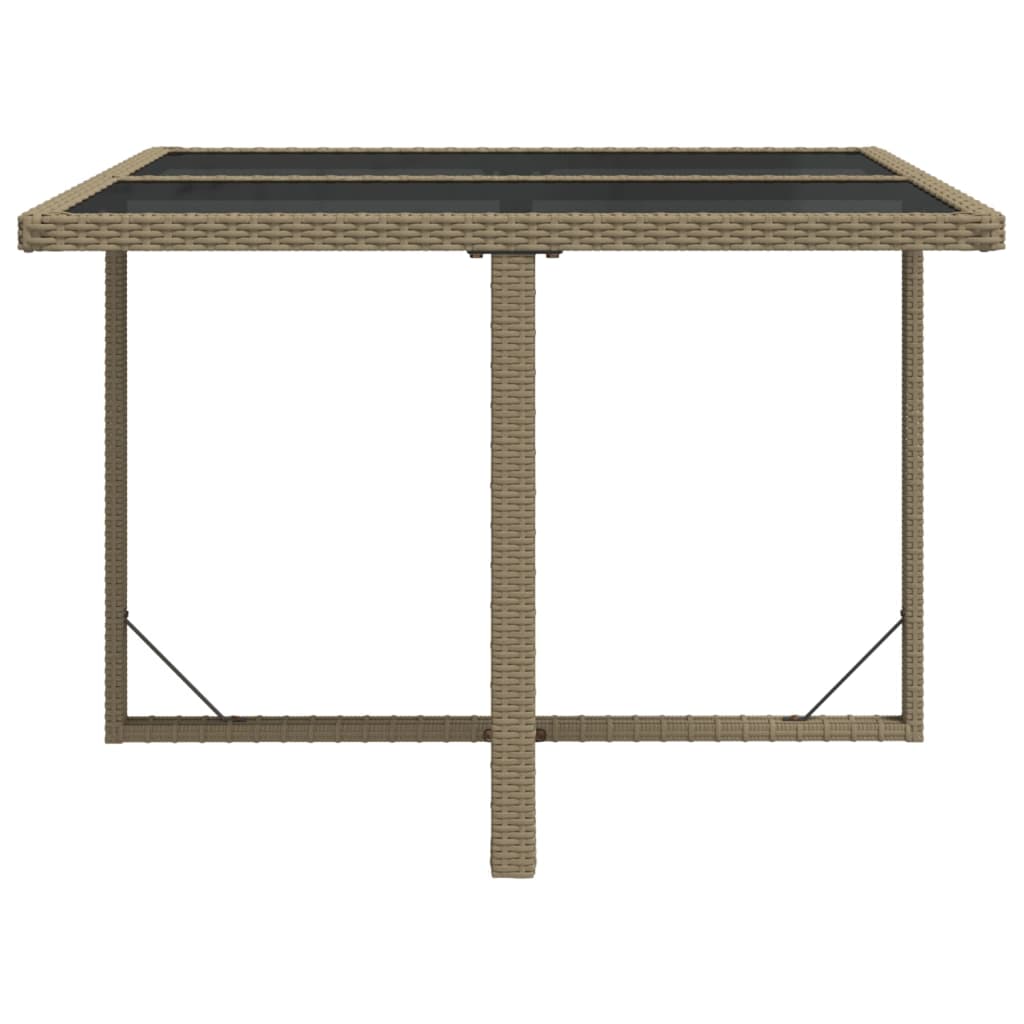 vidaXL Stół ogrodowy, beżowy, 109x107x74 cm, polirattan i szkło