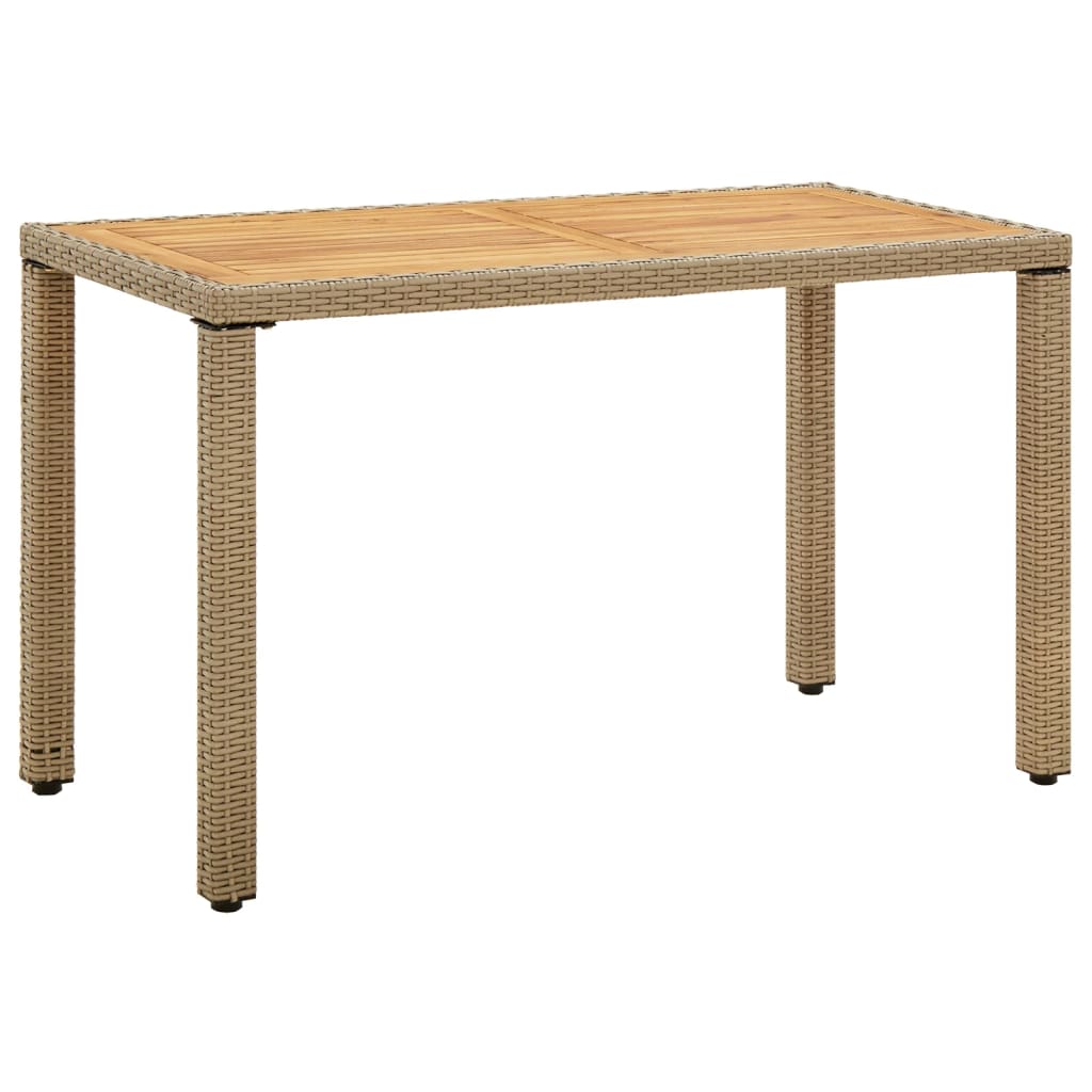 vidaXL Stół ogrodowy, beżowy, 123x60x74 cm, polirattan i lita akacja