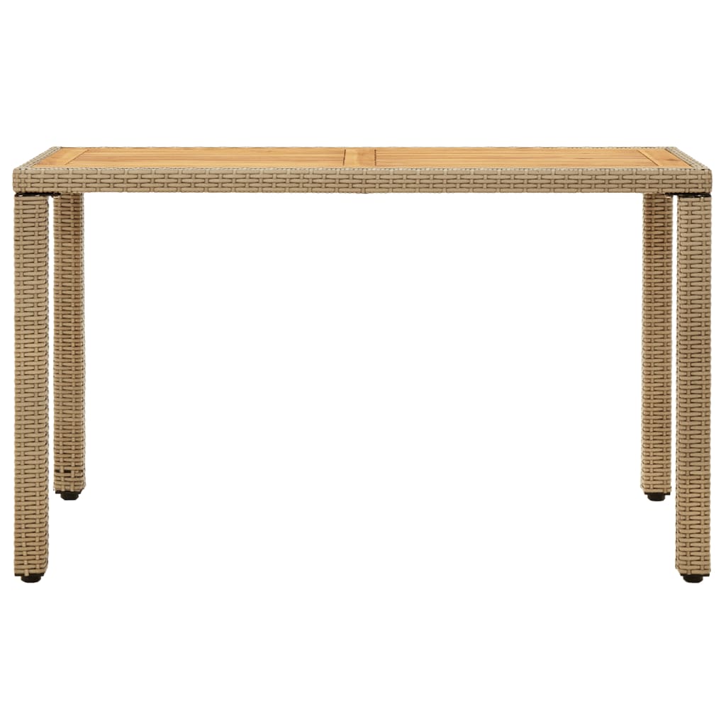 vidaXL Stół ogrodowy, beżowy, 123x60x74 cm, polirattan i lita akacja