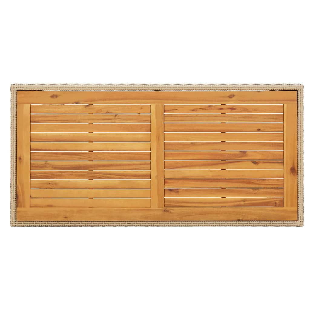 vidaXL Stół ogrodowy, beżowy, 123x60x74 cm, polirattan i lita akacja