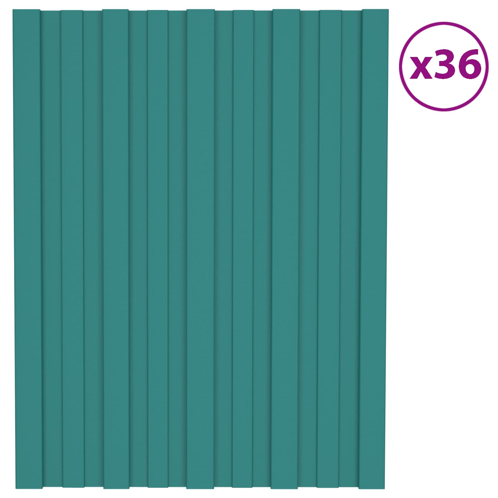 vidaXL Panel dachowy 36 pcs zielony 60 x 45 cm Stal galwanizowana