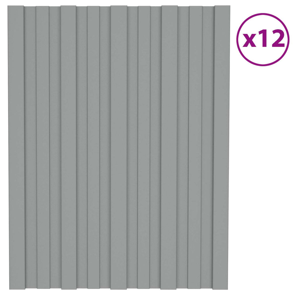 vidaXL Panel dachowy 12 pcs Szary 60 x 45 cm Stal galwanizowana