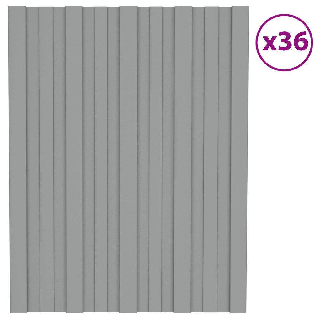 vidaXL Panel dachowy 36 pcs Szary 60 x 45 cm Stal galwanizowana