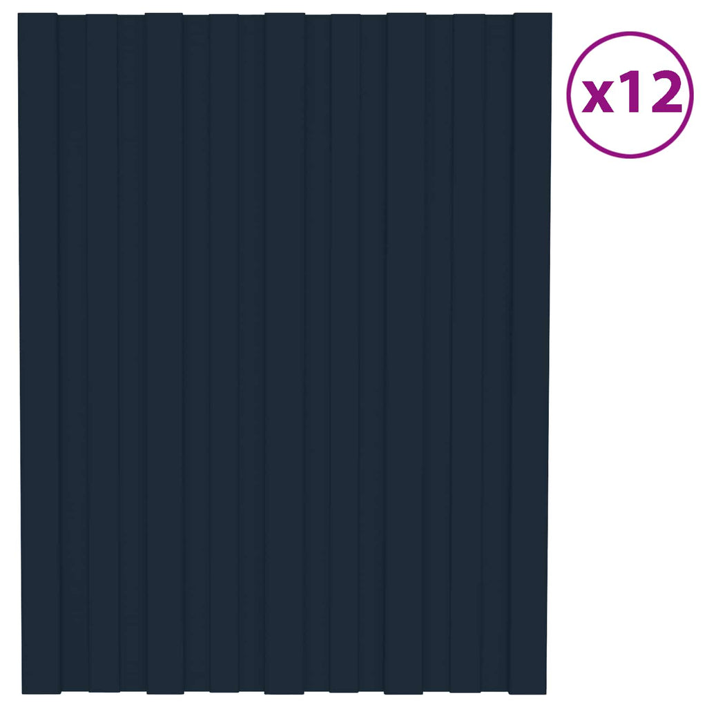 vidaXL Panel dachowy 12 pcs antracytowy 60 x 45 cm Stal galwanizowana
