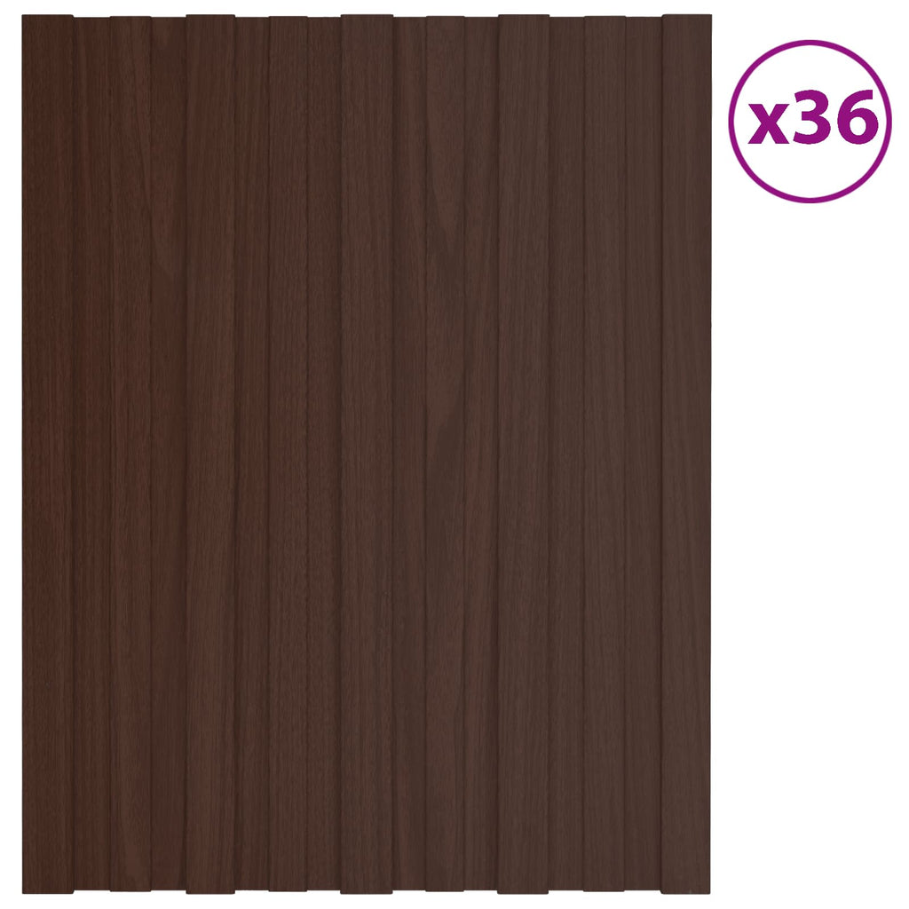 vidaXL Panel dachowy 36 pcs brązowy 60 x 45 cm Stal galwanizowana