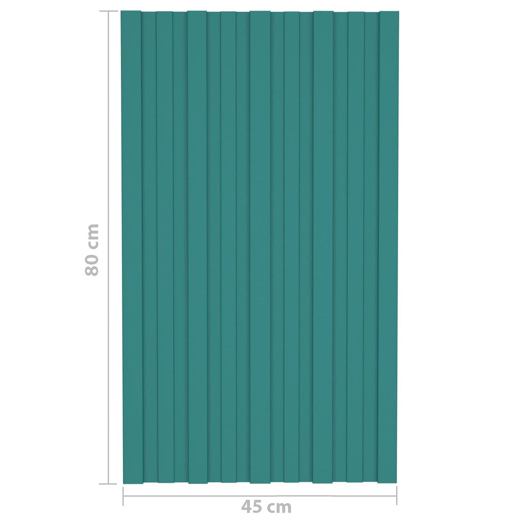 vidaXL Panel dachowy 36 pcs zielony 80 x 45 cm Stal galwanizowana