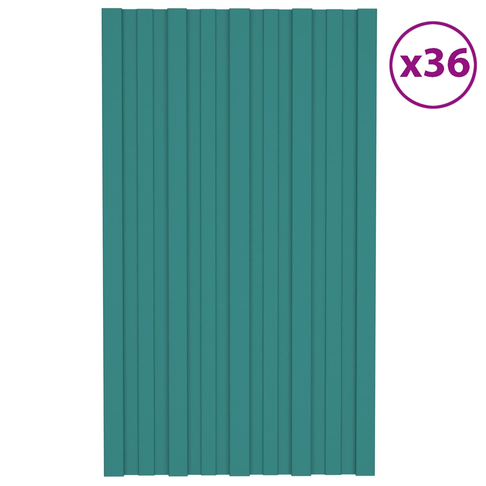 vidaXL Panel dachowy 36 pcs zielony 80 x 45 cm Stal galwanizowana