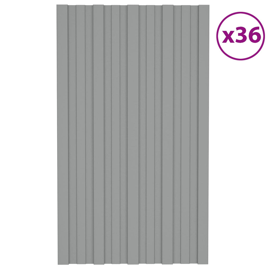 vidaXL Panel dachowy 36 pcs Szary 80 x 45 cm Stal galwanizowana