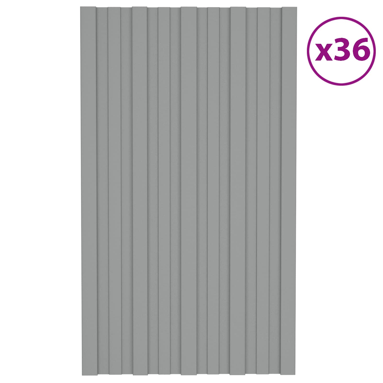 vidaXL Panel dachowy 36 pcs Szary 80 x 45 cm Stal galwanizowana
