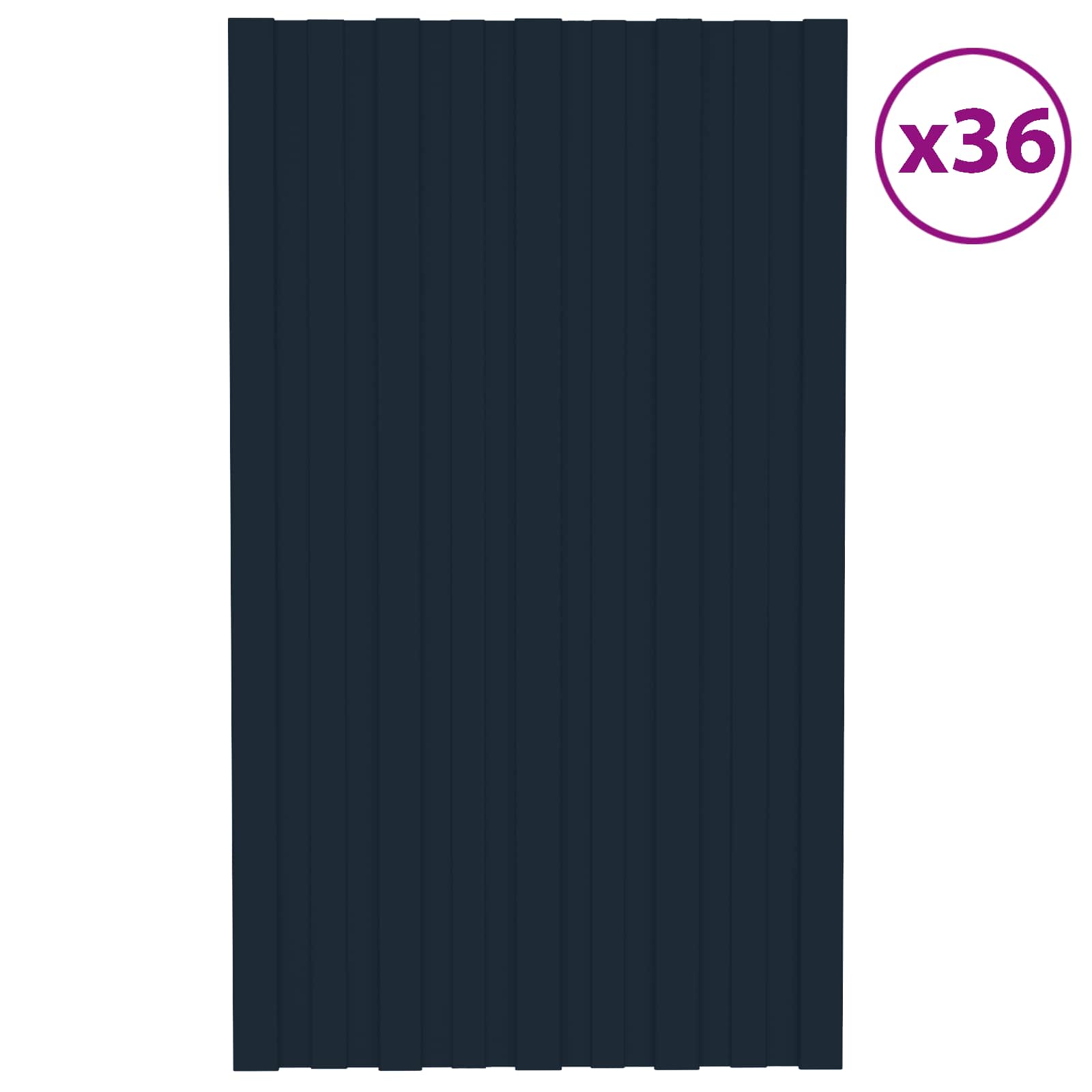 vidaXL Panel dachowy 36 pcs antracytowy 80 x 45 cm Stal galwanizowana