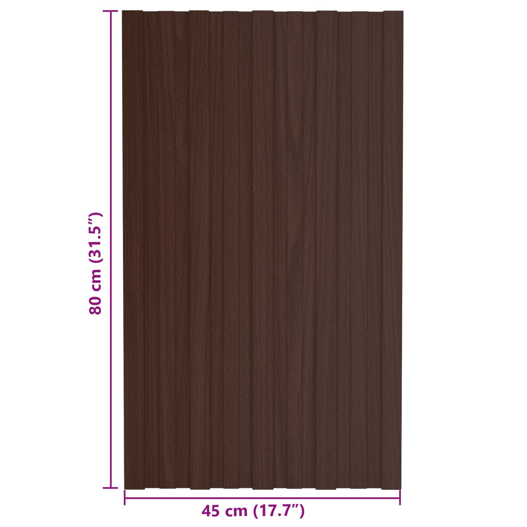 vidaXL Panel dachowy 12 pcs brązowy 80 x 45 cm Stal galwanizowana